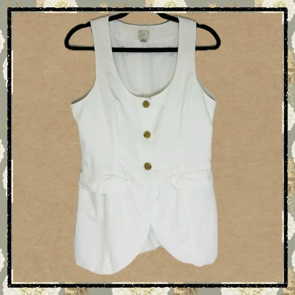 A New Day White Button Front Vest M Minimalist Tie Back Sleeveless Top - Picture 3 of 5